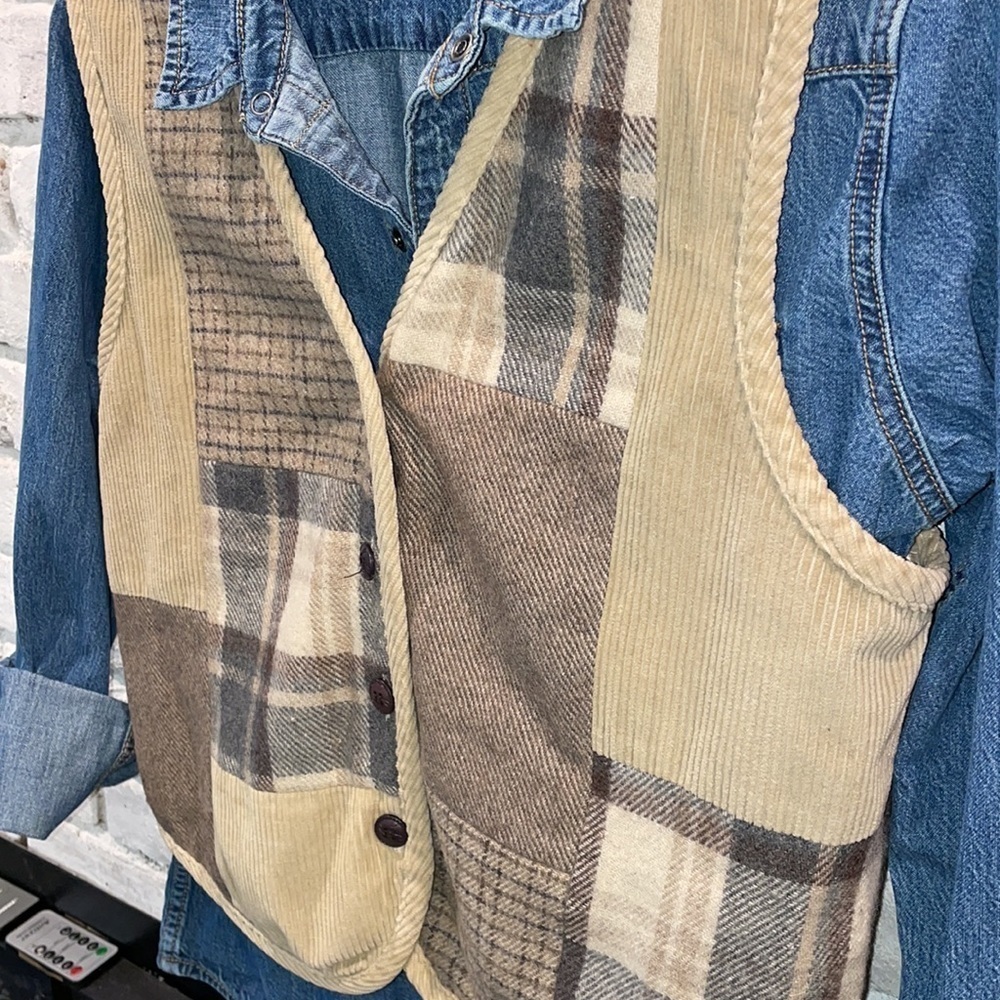 Vintage Wool and Corduroy Patchwork Vest - Picture 6 of 13